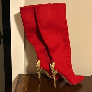 Shoe Dazzle Stiletto Boots 
Color Red
Size 9